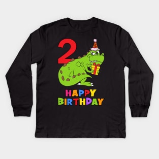 2nd Birthday Party 2 Year Old 2 Years Kids Long Sleeve T-Shirt